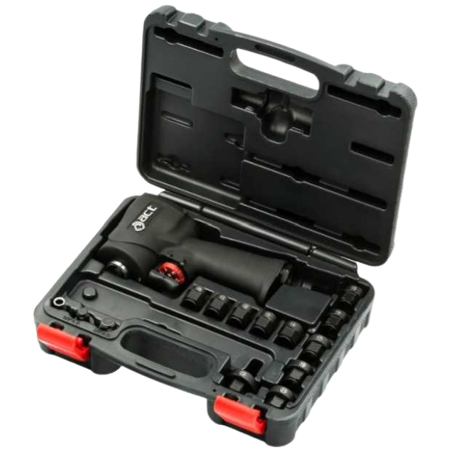 Llave de impacto neumática compacta Insert-Snap con cabezal de 17H (3/8”) y juego de vasos súper cortos.