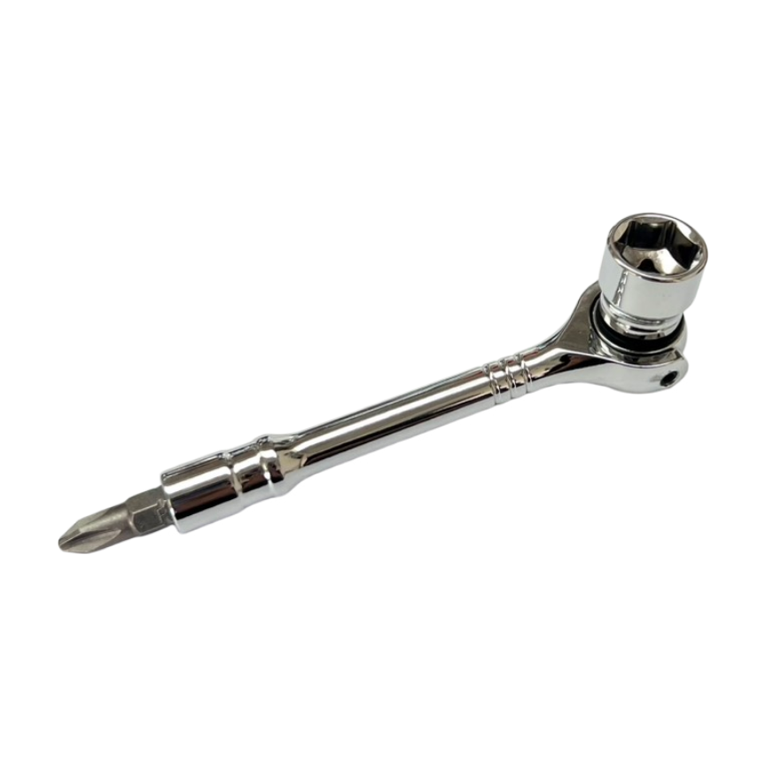Jogo de 26 peças com soquetes de 1/4″ e chave catraca giratória de 90 dentes (soquetes sem chanfro)