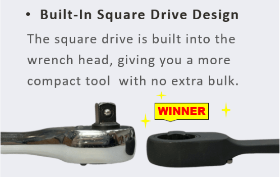 Built-in square drive design comparison