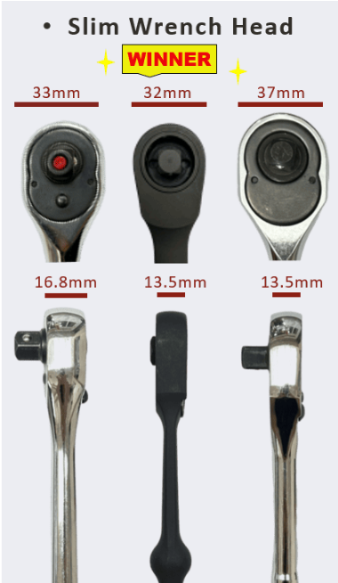 Slim wrench head comparison of insert snap wrench
